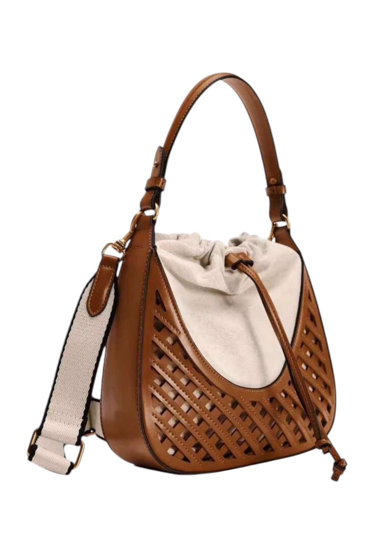 Rhombus Hollow Canvas Handbag