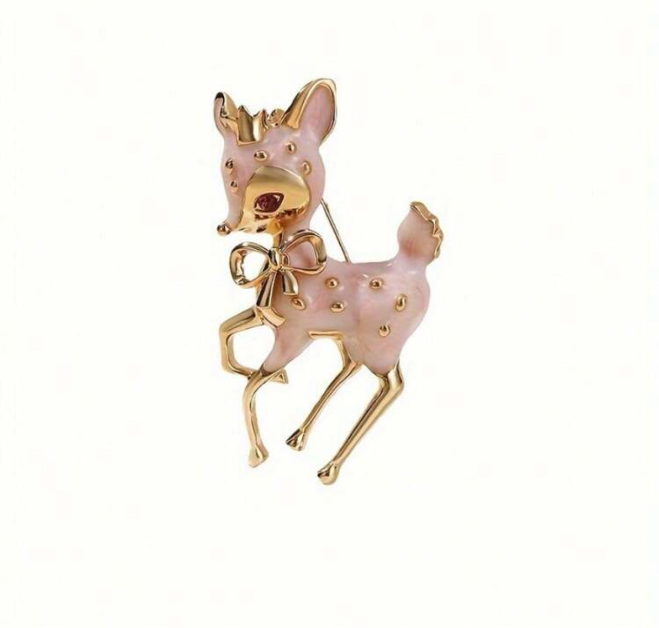 Charming Enamel Hand-Painted Deer Brooch