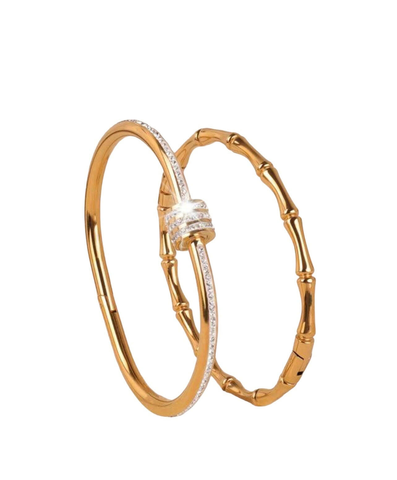 This fashionable stainless steel bracelet set will complete any look. Built to last with its strong material, this two-piece bracelet adds a touch of elegance and charm to any outfit. The high-grade stainless steel is corrosion-resistant, ensuring its durability. Handcrafted with precision for an ultra-luxurious finish.