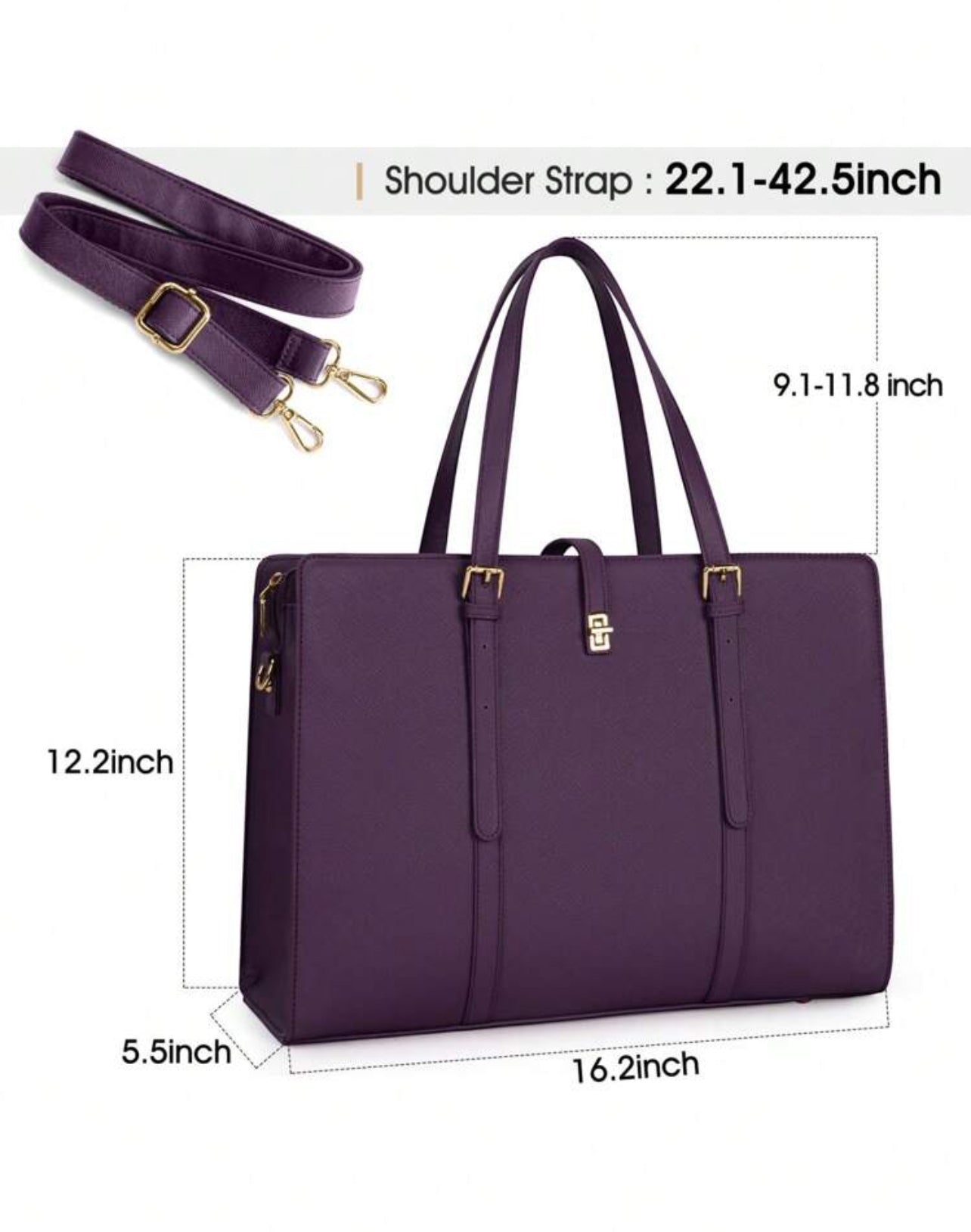 Purple Minimalist Large Capacity Tote Bag