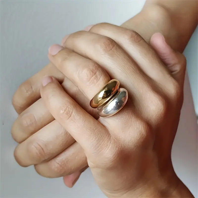 Silver-Plated Curved Stainless Steel Ring