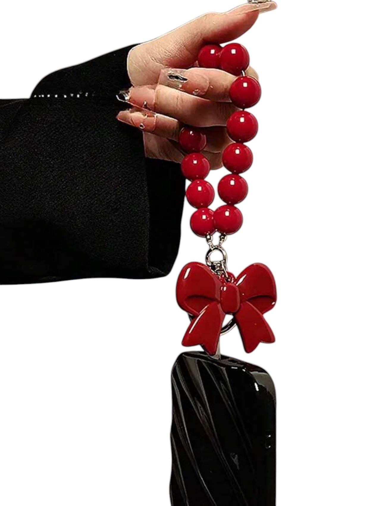 Red Bow Knot Beaded Tassel Wrist Strap