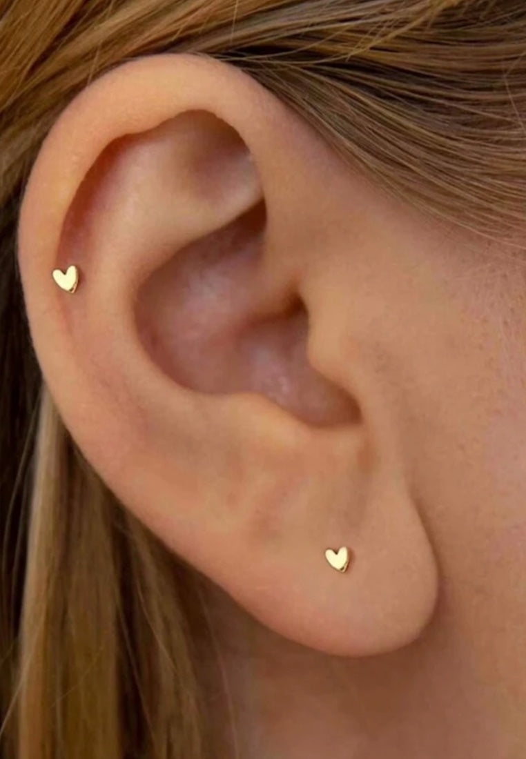 925 Sterling Silver Tiny Heart Stud Earrings