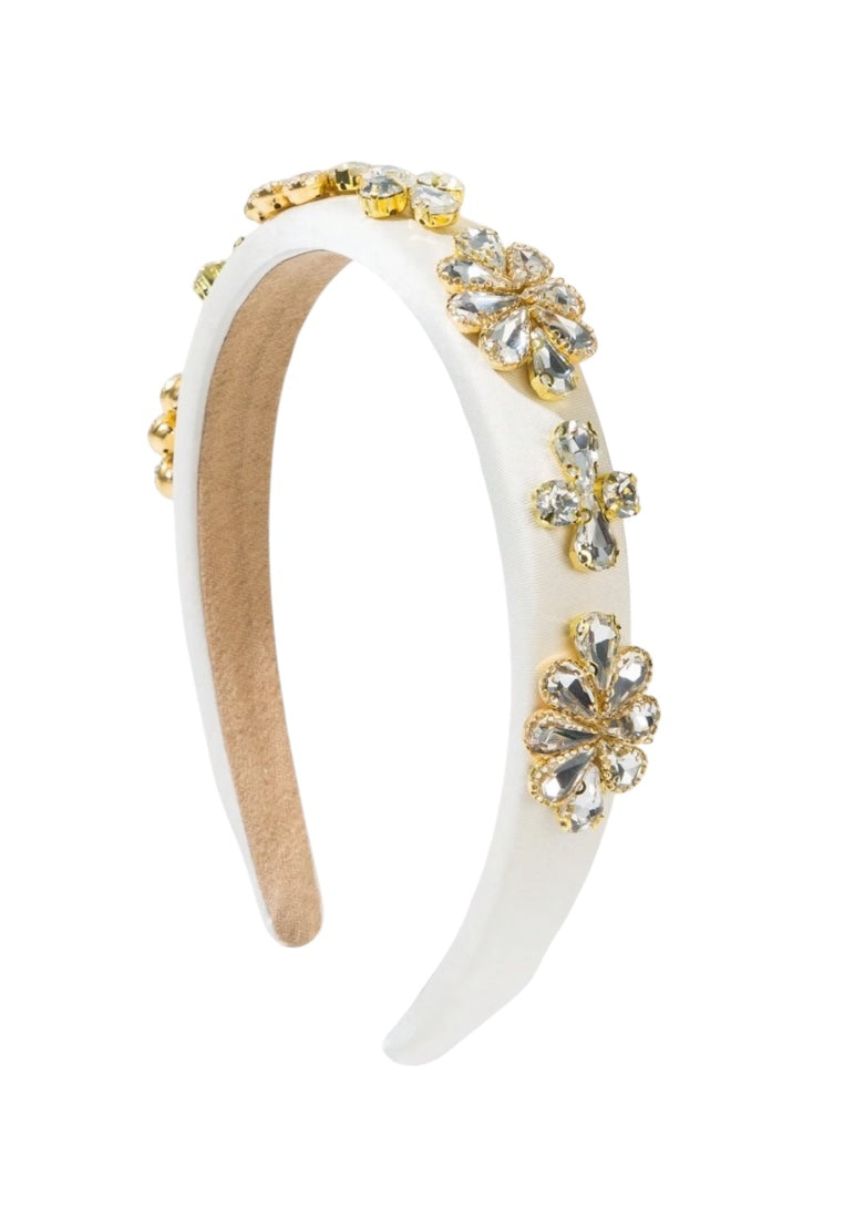 White Baroque Style Vintage Luxury Rhinestone Decor Headband