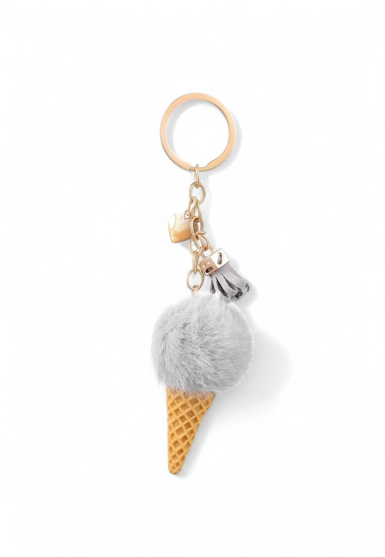 Cute Grey Sweet Cone Ice Cream Keychain