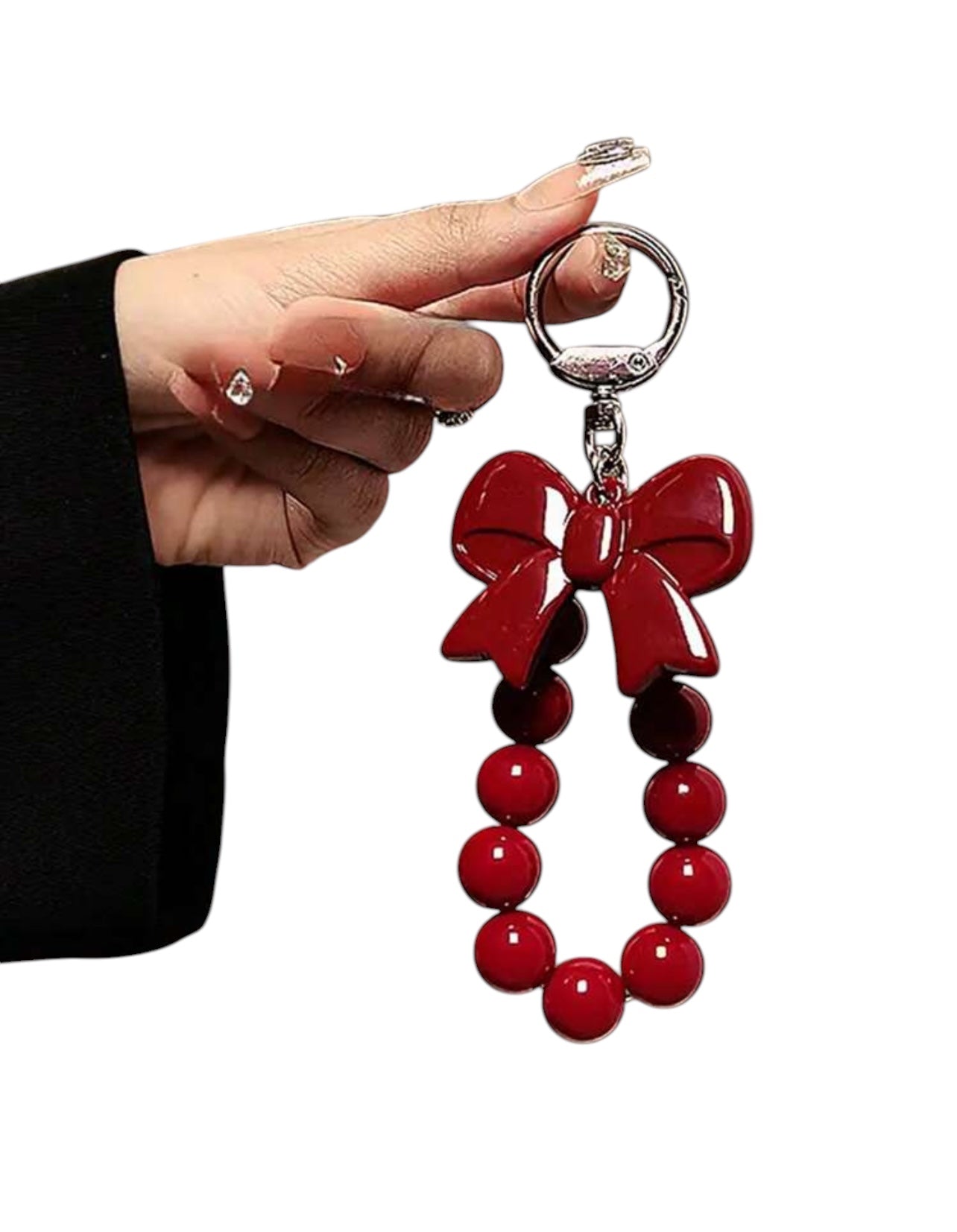 Red Bow Knot Beaded Tassel Wrist Strap