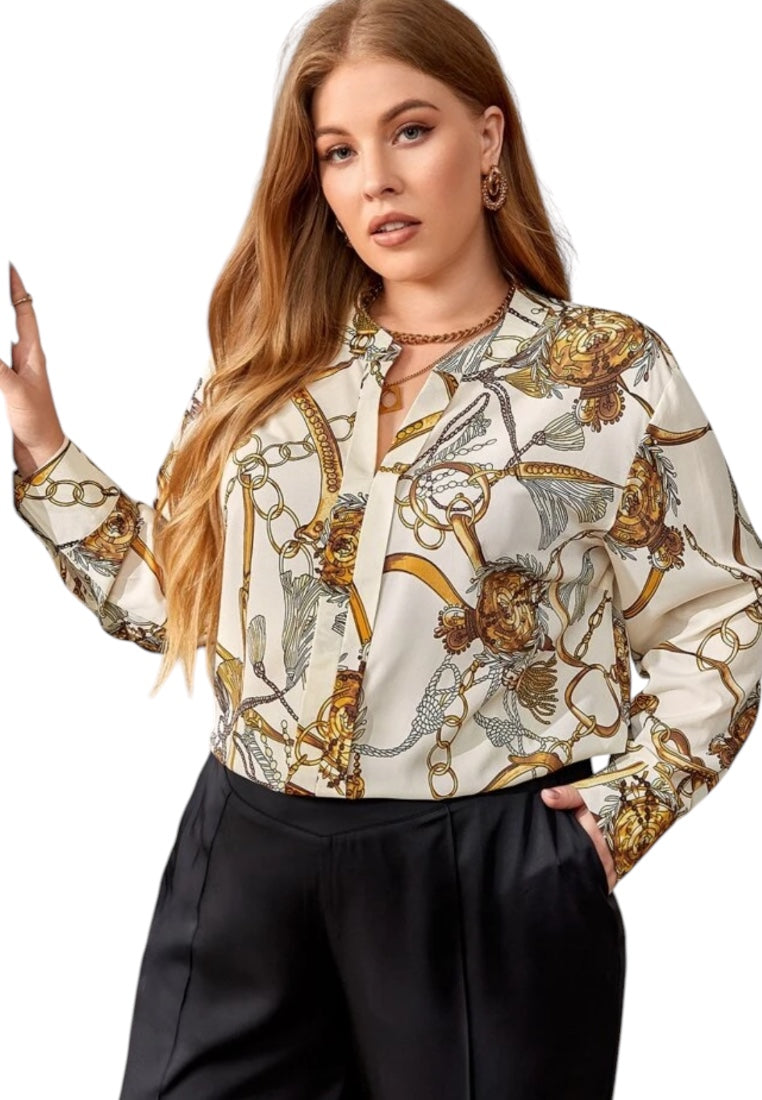Plus Size Chain Print Blouse