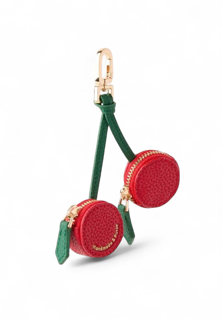 Red Cherry Charm Mini Coin Purse Keychain