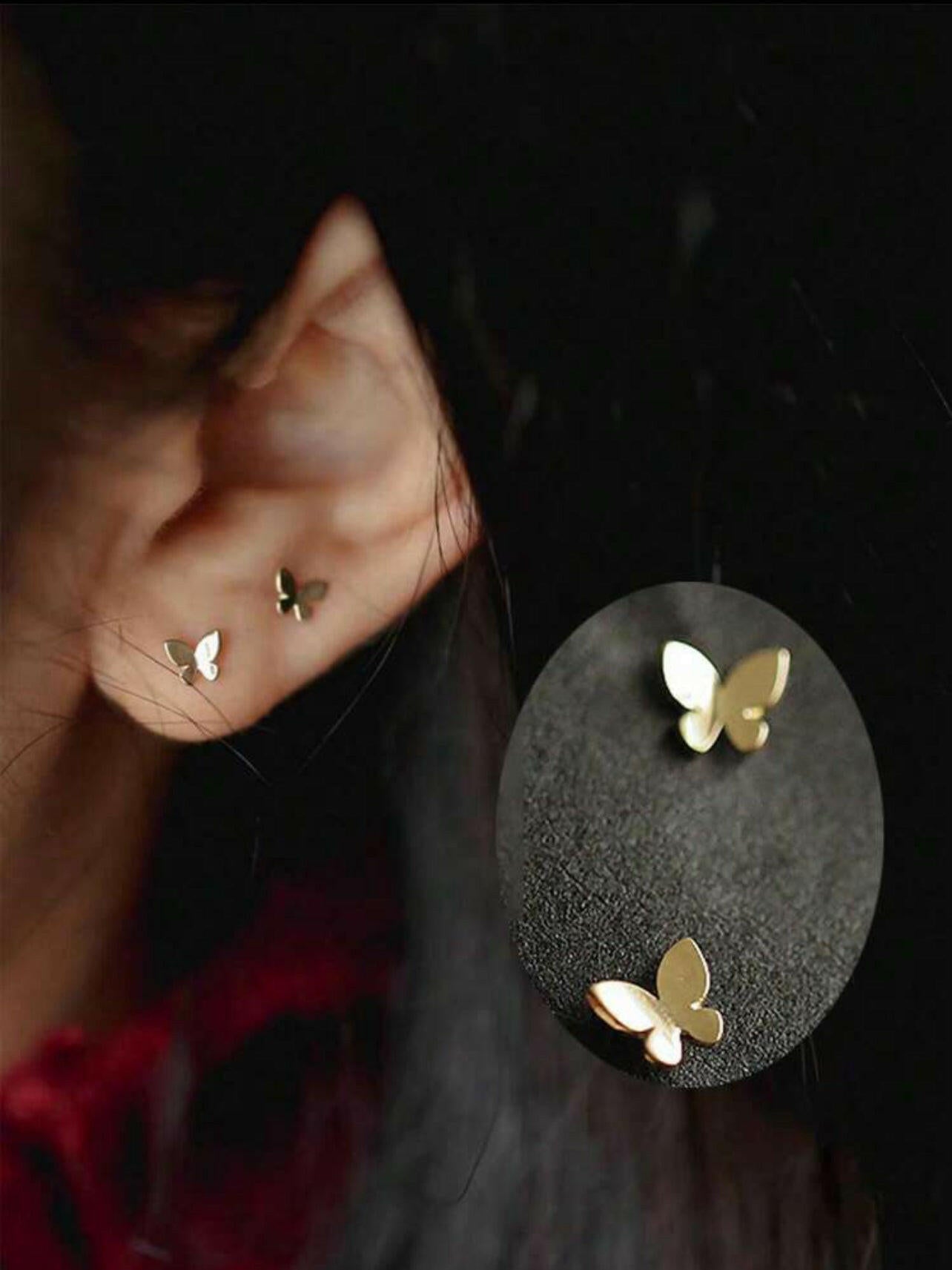 S925 Silver Small Butterfly Ear Studs