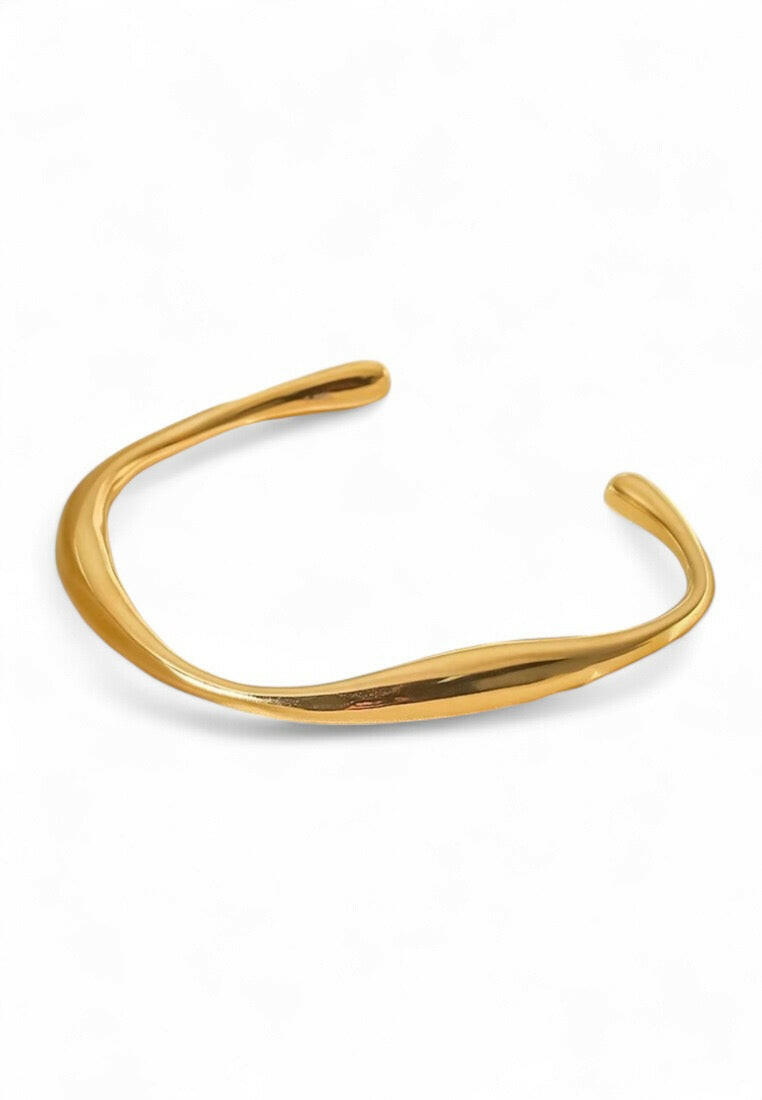 Stainless Steel Gold-Plated Geometric Bangle