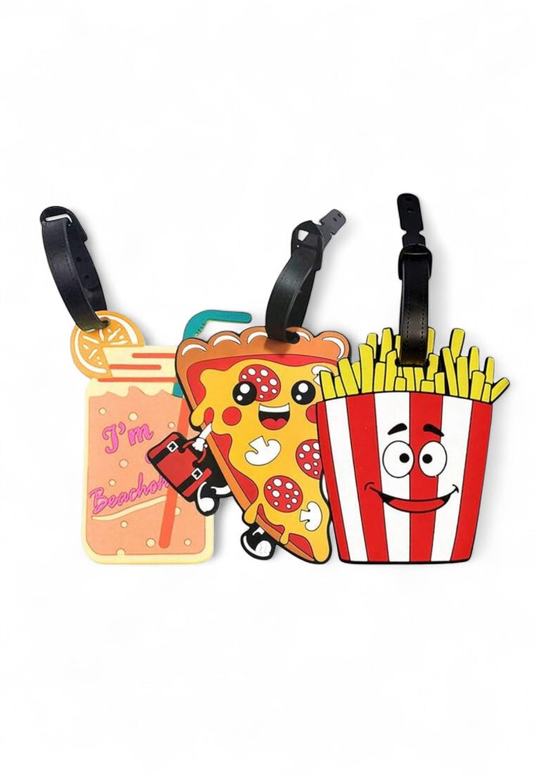 French Fries, Pizza, Beverages, Soft Rubber PVC Luggage Tags