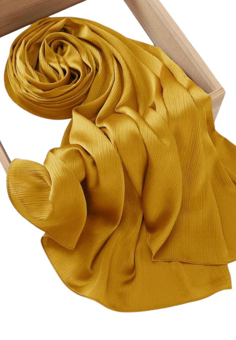 Yellow Natural Crinkle Solid Color Scarf