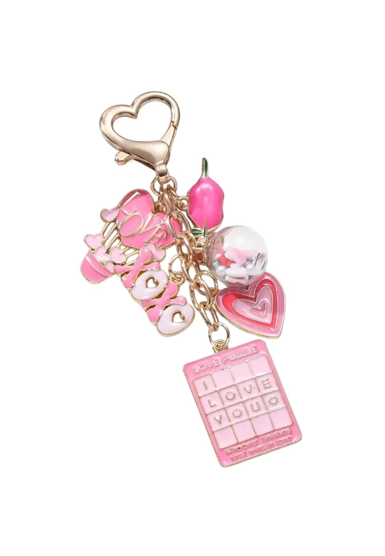 Metal Love Balloon Calculator & Sweet Romantic Lips Pendant Keychain