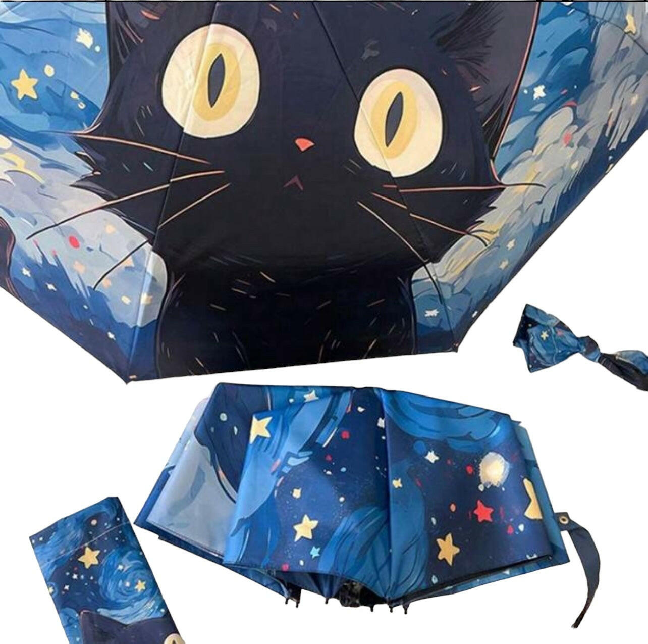 Van Gogh Inspired Lovely Cat Design Umbrella