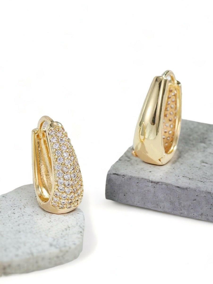 Rhinestone Gold- Plated Hoop Earrings