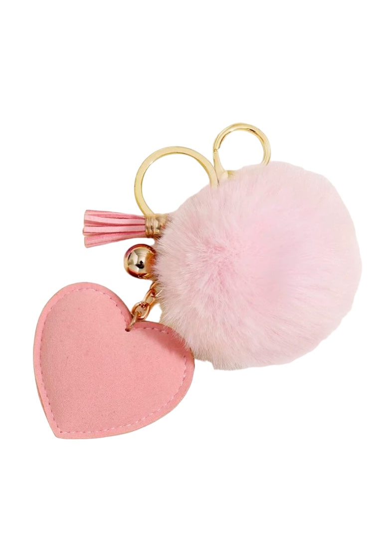 Sparkling Pink Heart Charm Keychain