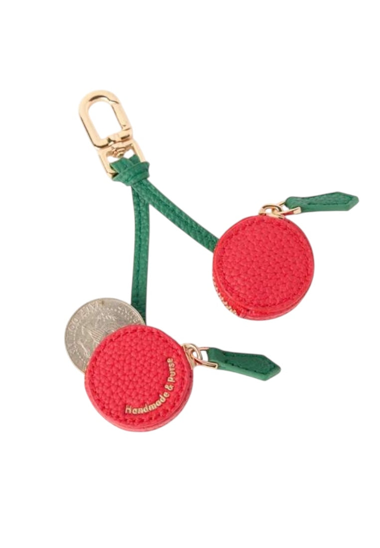 Red Cherry Charm Mini Coin Purse Keychain