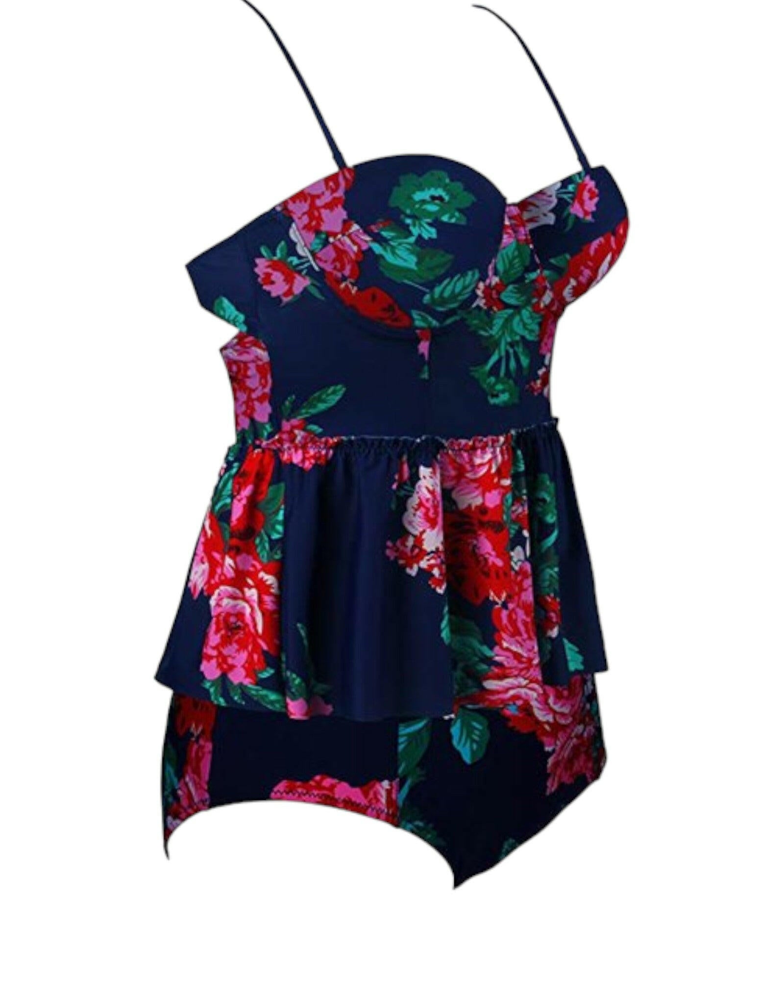 Plus size vintage underwire floral  Swimwear