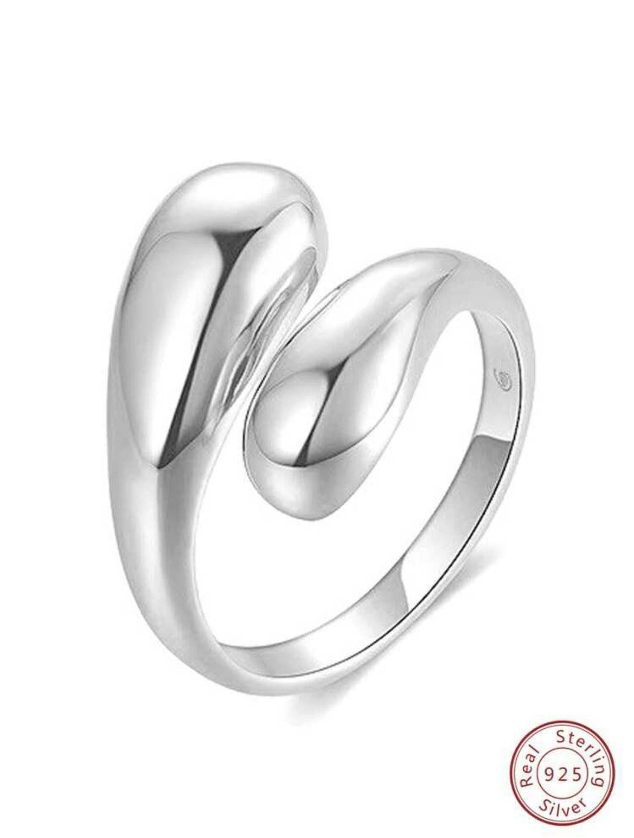 925 Sterling Silver Silver Water Drop Rings