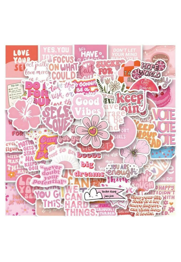60PCS Pink Inspirational Stickers