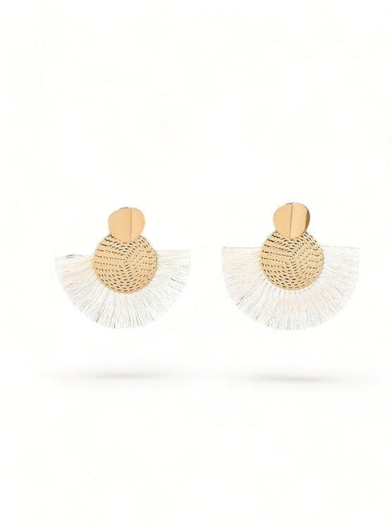 White Tassel Drop Earrings