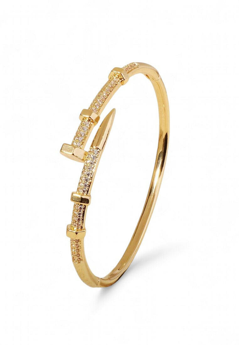 Micro-Inlaid Zirconia Rivet Open Cuff Bracelet
