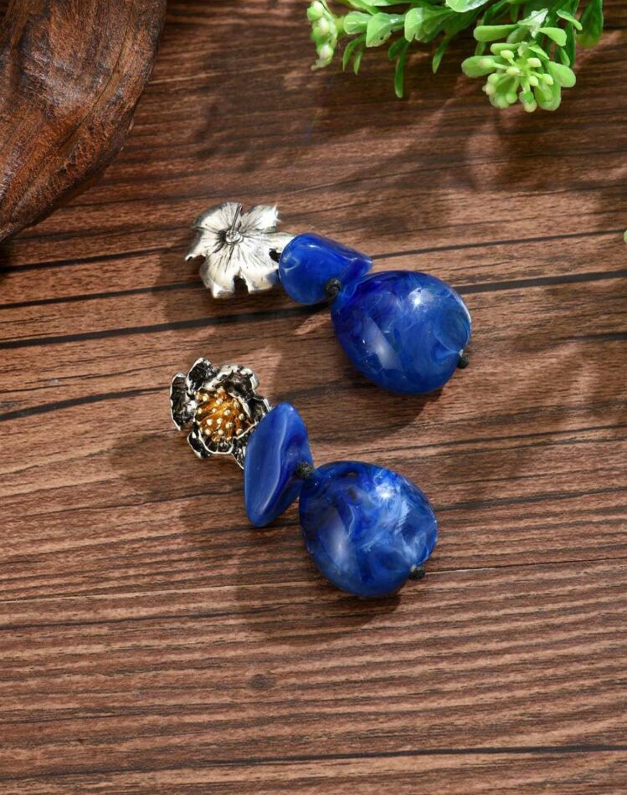 Retro Bohemian Silver-Tone Metal Flower Blossom Earrings