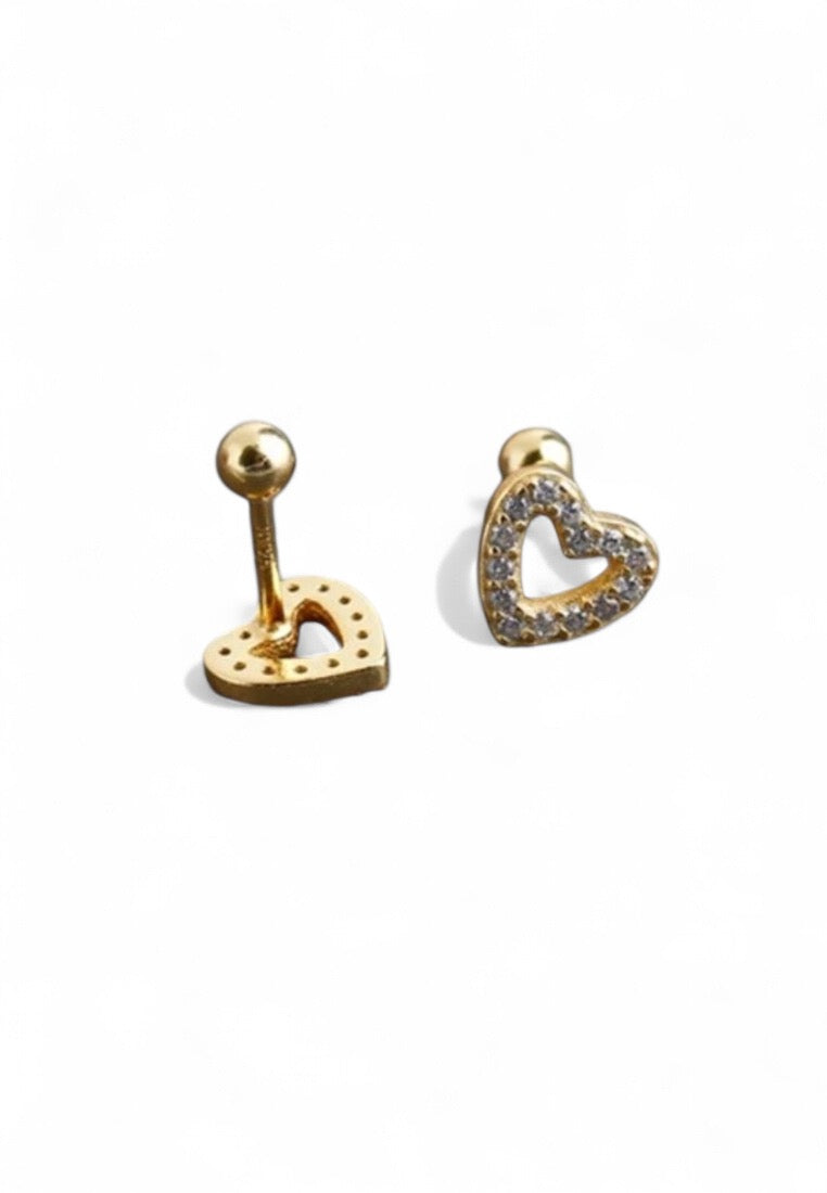 925 Sterling Silver Gold-Plated Heart Shaped Stud Earrings