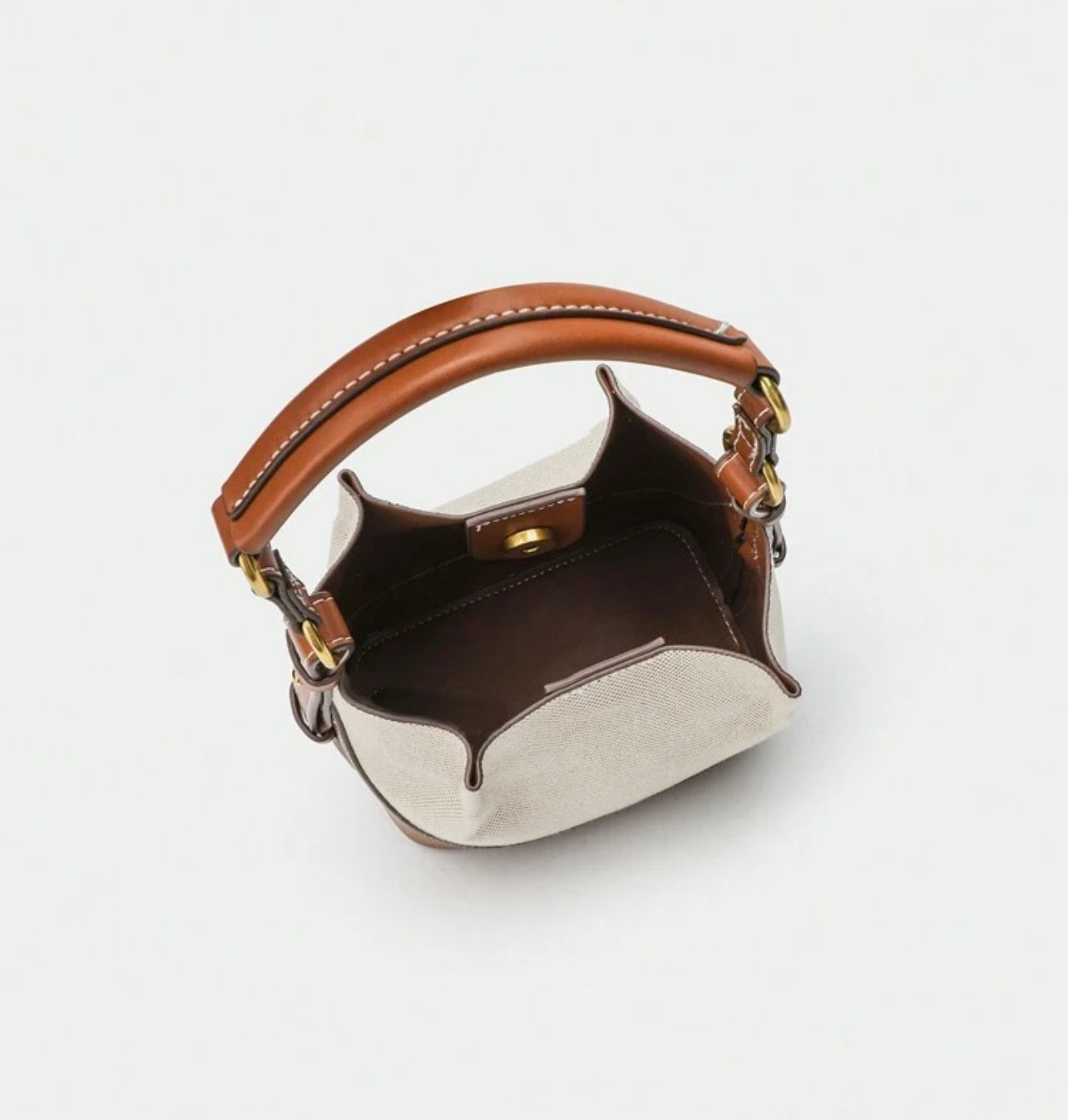 Beige Crossbody Bucket Bag