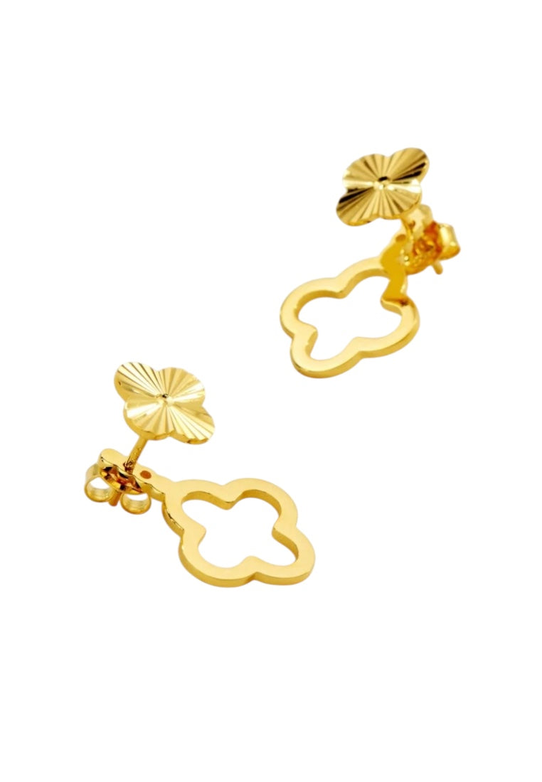 925 Sterling Silver Gold-Plated Four-Leaf Clover Earrings