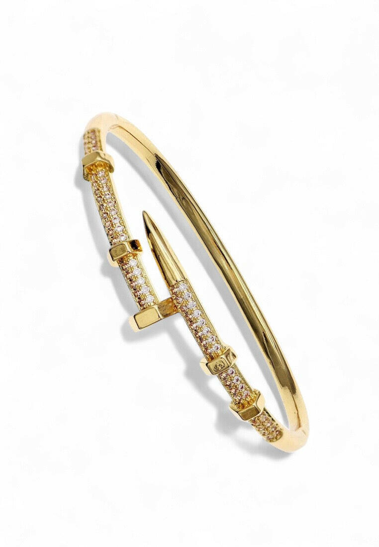 Micro-Inlaid Zirconia Rivet Open Cuff Bracelet