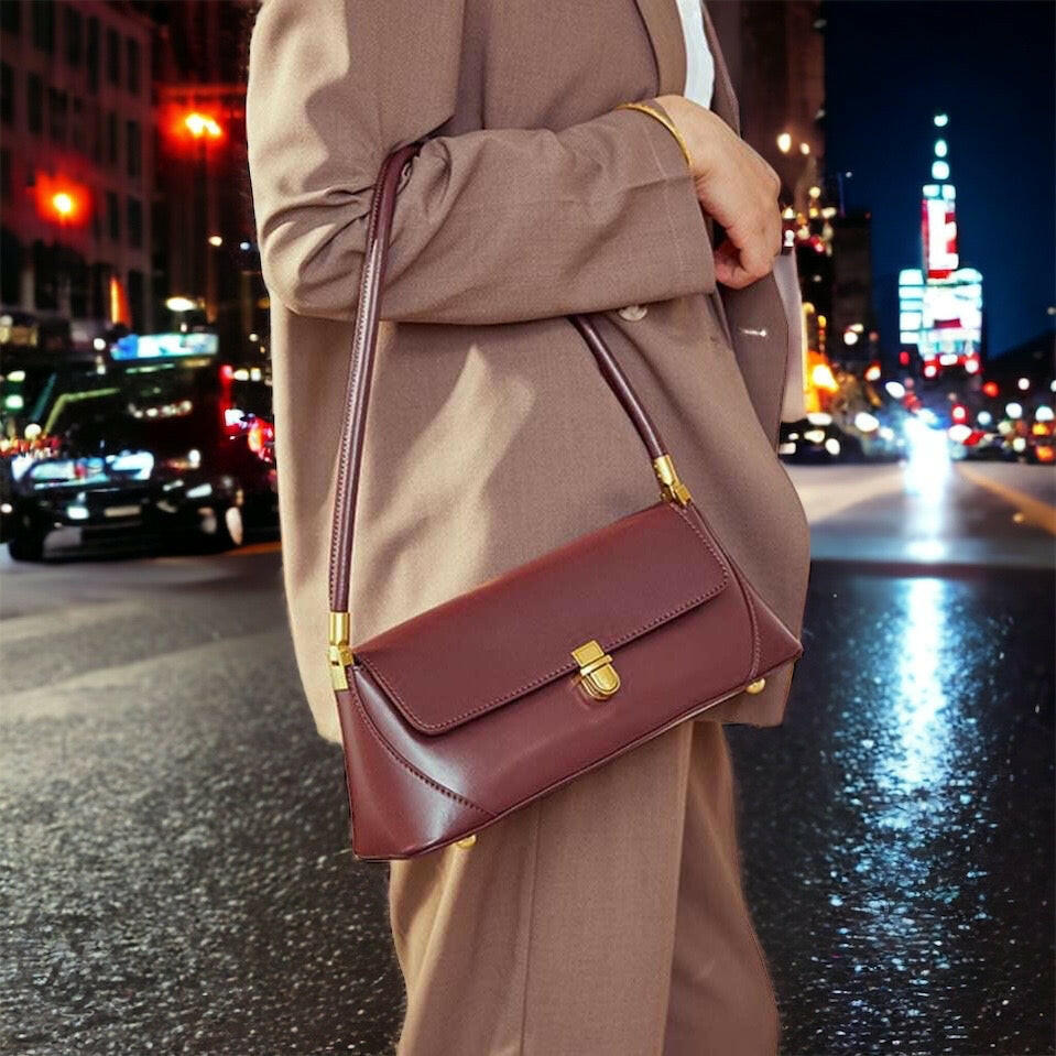 Rusty Rose Chic Flap Baguette Bag