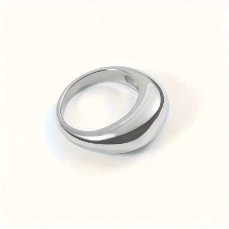 Silver-Plated Curved Stainless Steel Ring
