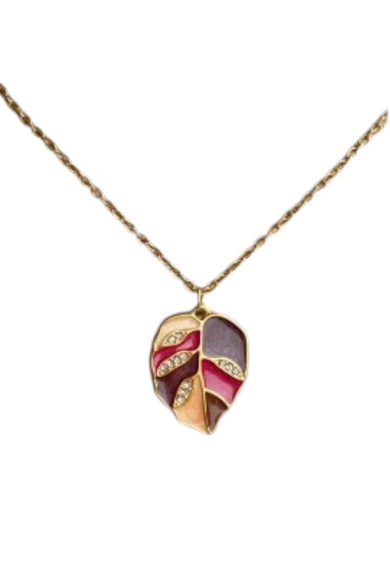 Stainless Steel Leaf Pendant Necklace