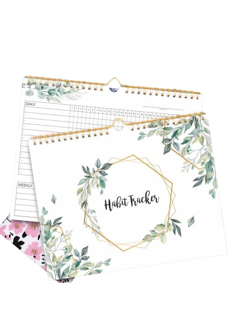 Habit Tracker Calendar Spiral Binding Habit Journal with 12 Different Plant Pages