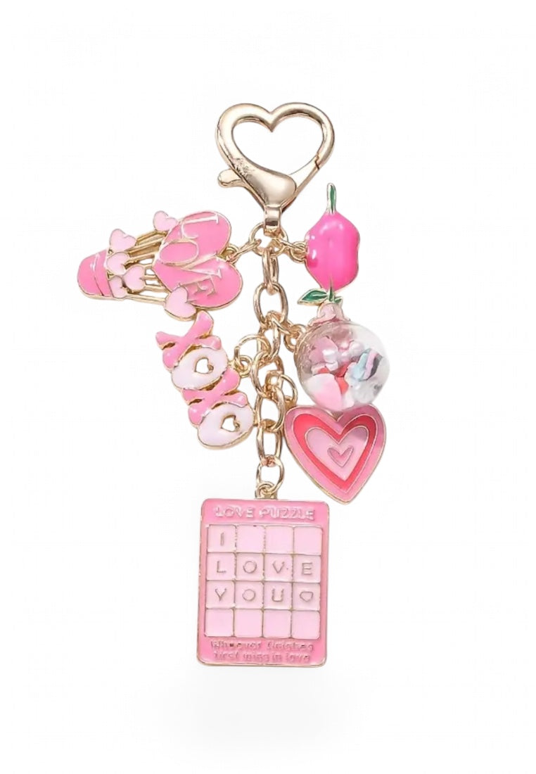 Metal Love Balloon Calculator & Sweet Romantic Lips Pendant Keychain