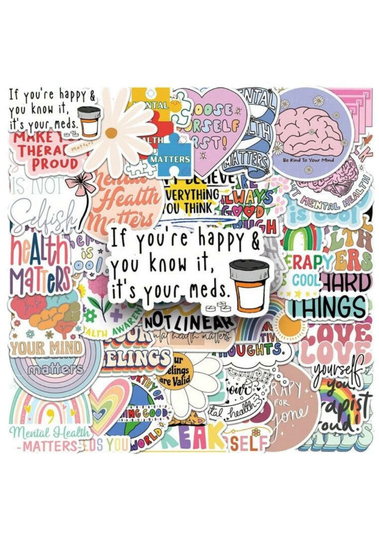 50PCS Inspirational Cute English Phrases For Mental Health Sticker
