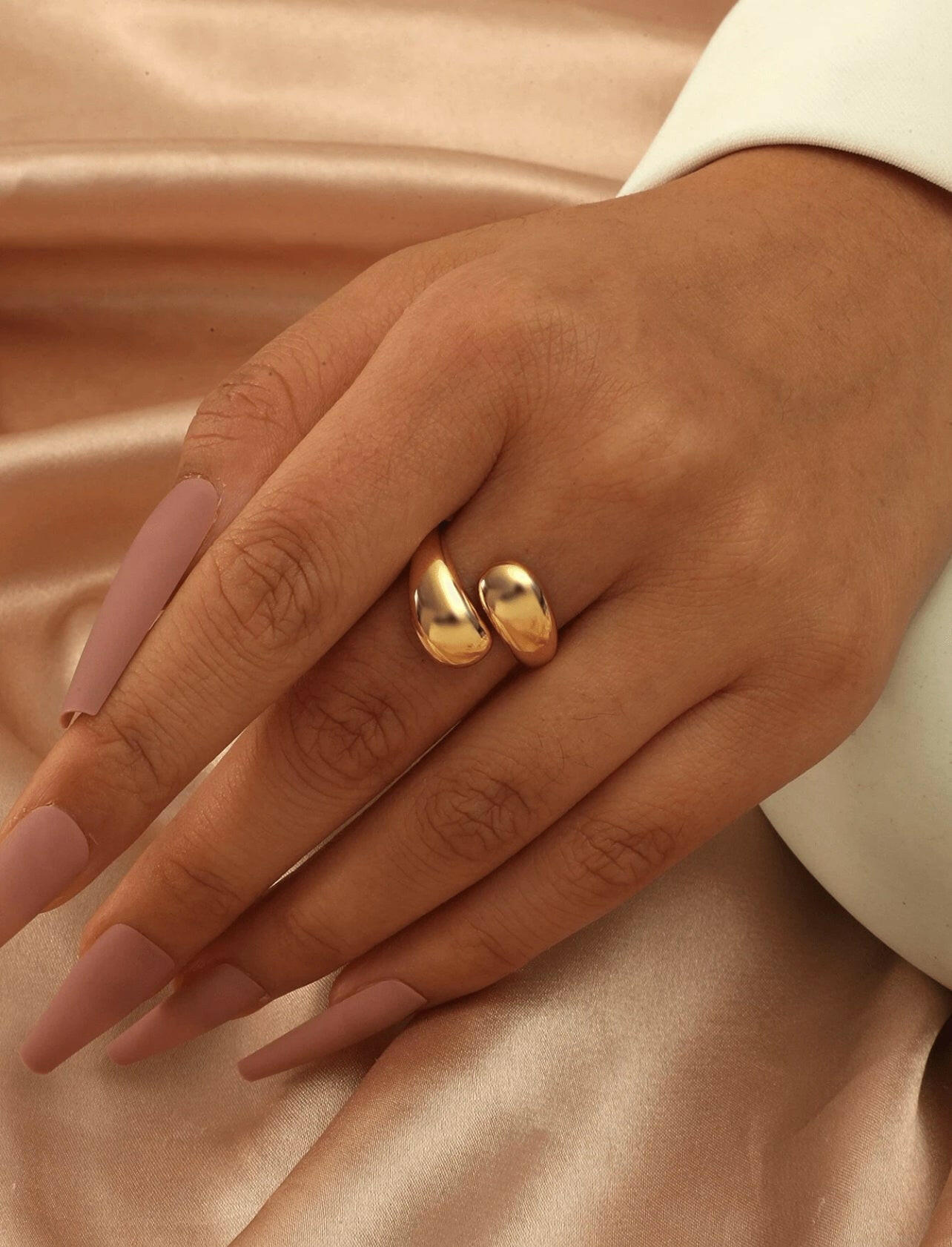 925 Sterling Silver Gold Water Drop Rings