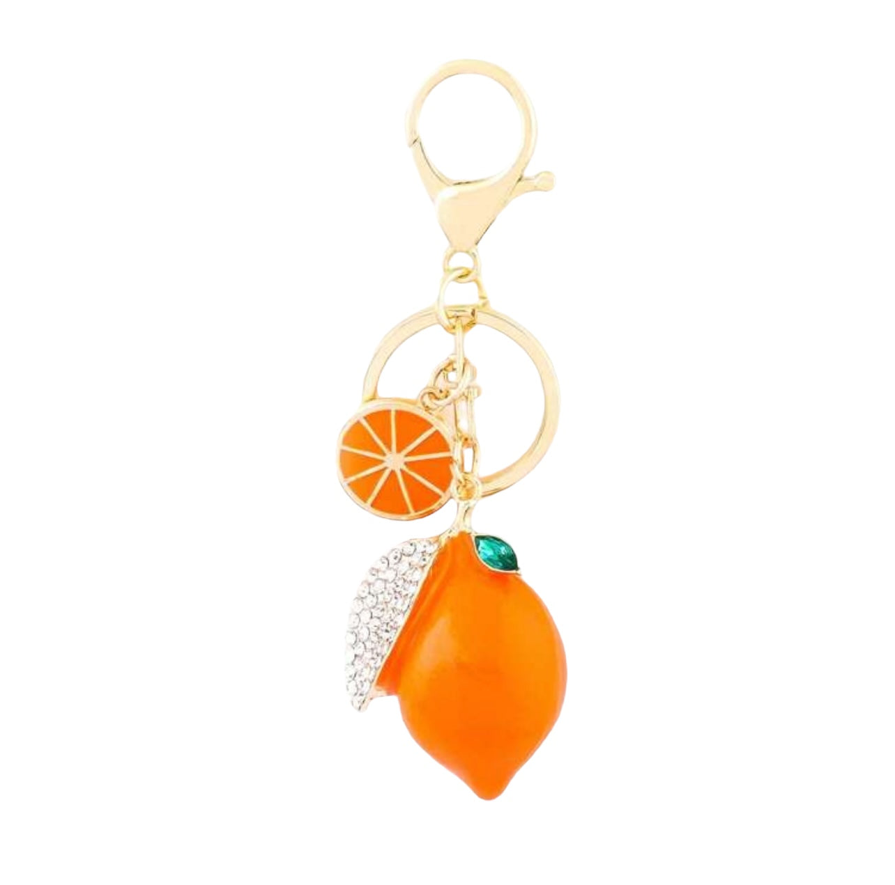 Creative Cute Rhinestone Orange Shaped Keychain