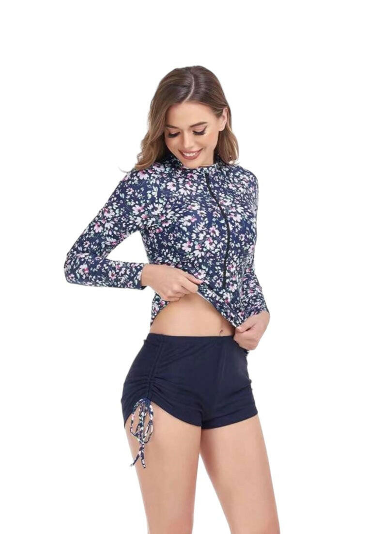 Sports Long Sleeve Zipper Flat Pant Swimsuit