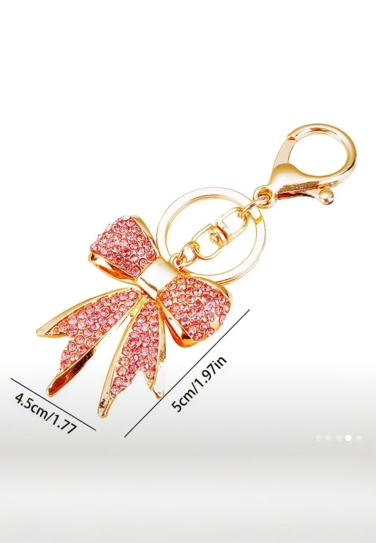 Pink Rhinestone Cute Bowknot Design Keychain