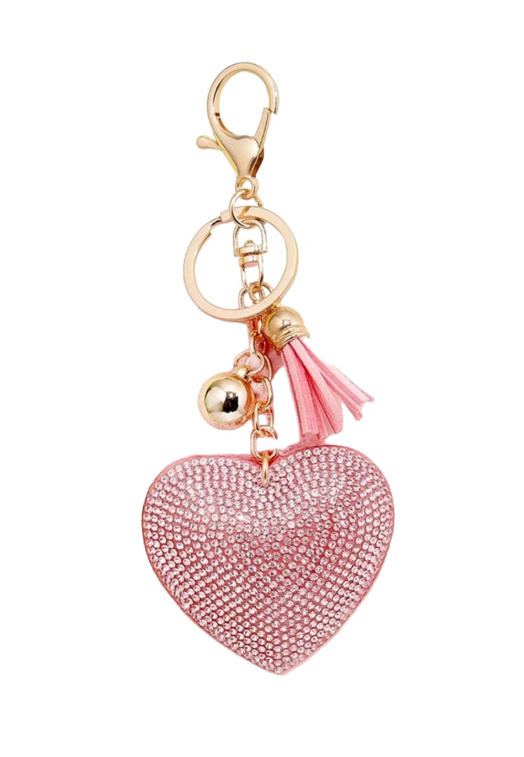 Sparkling Pink Heart Charm Keychain