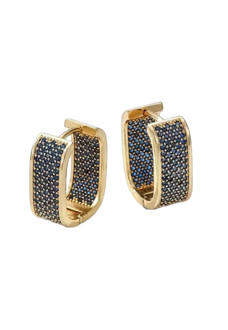 Golden Elegant Blue Zircon Earrings