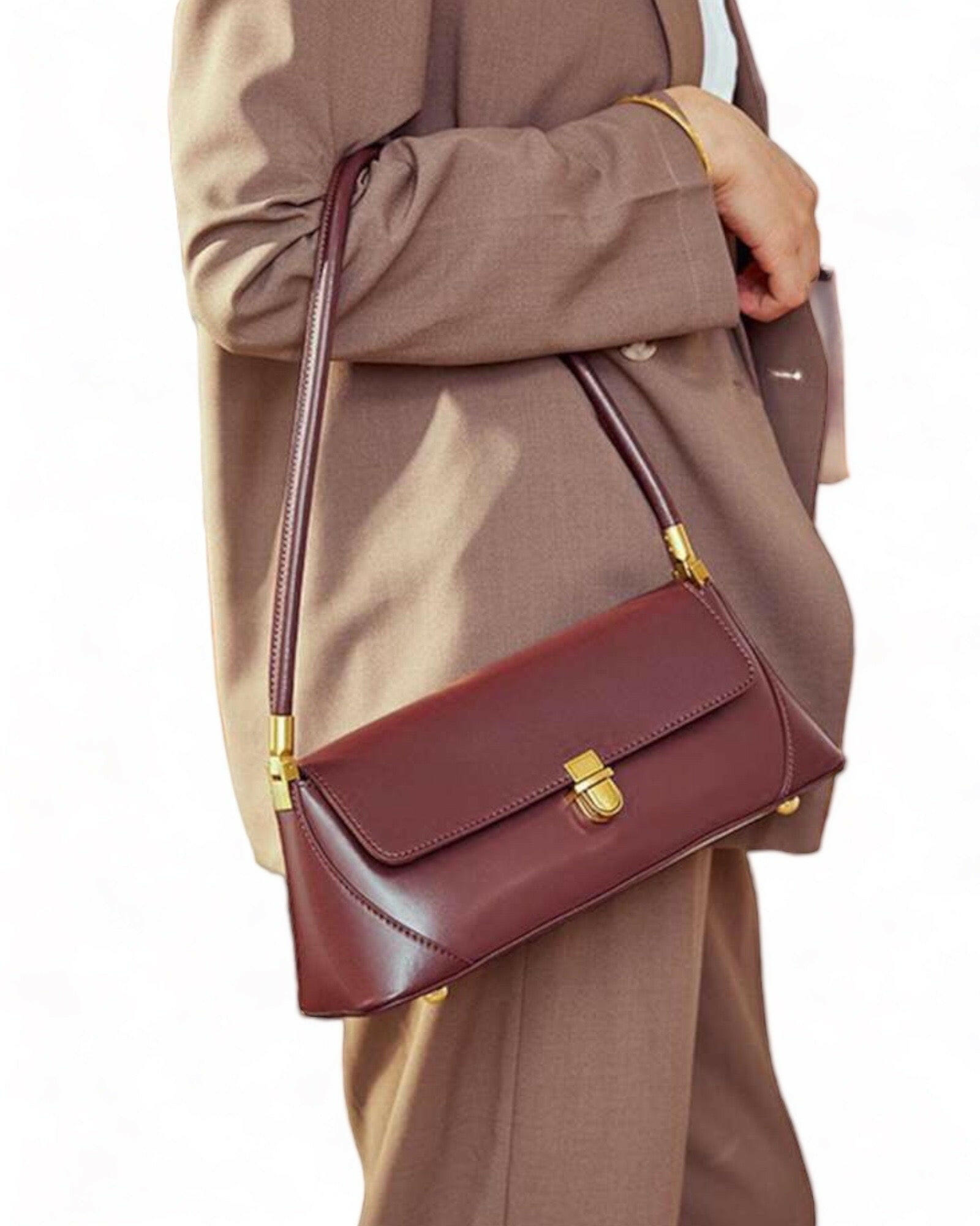 Rusty Rose Chic Flap Baguette Bag