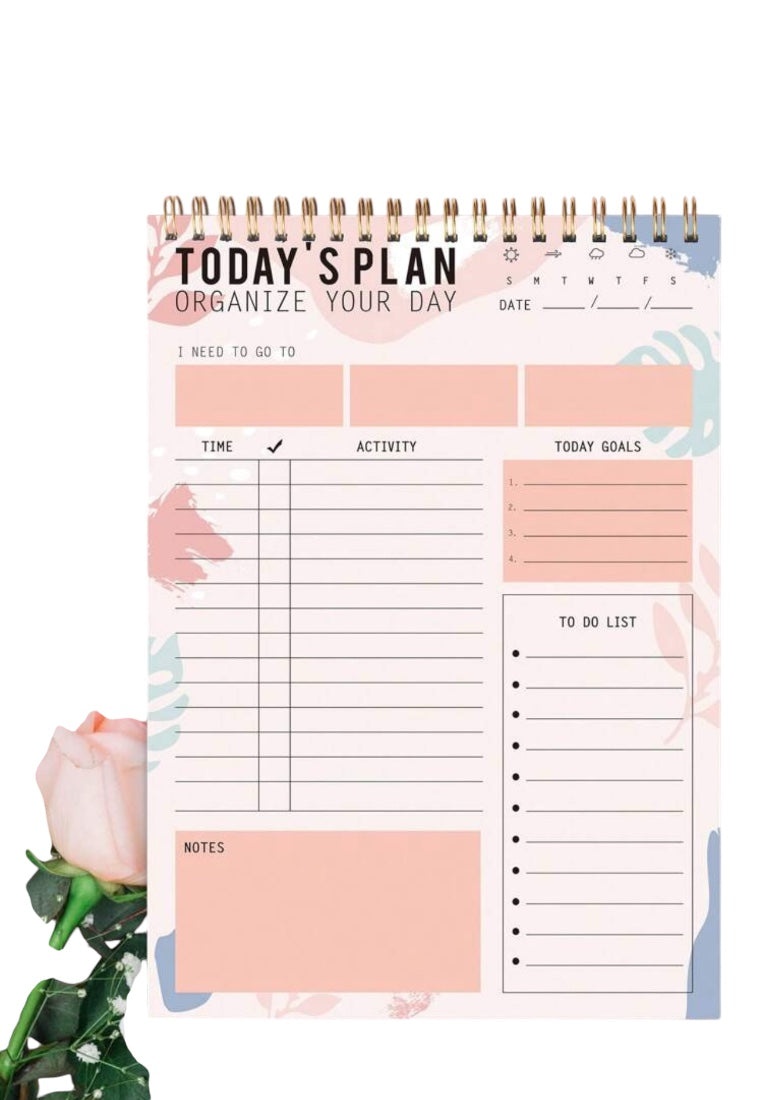 Pink Spiral Daily Planner To Do List Notepad