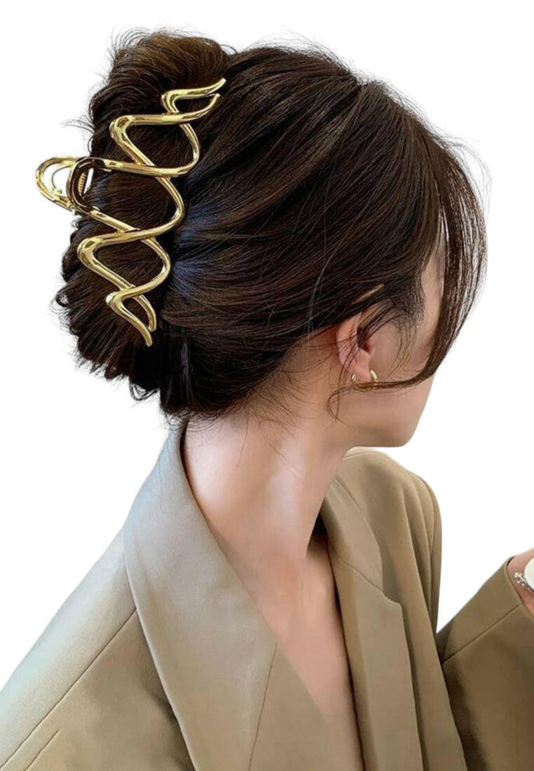 Classy Elegant cross big wave styling metal/plastic hairpin