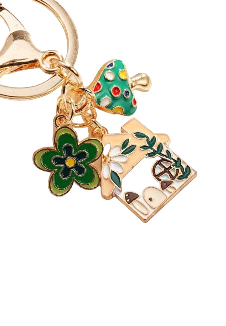 Cartoon House & Mushroom & Flower Keychain