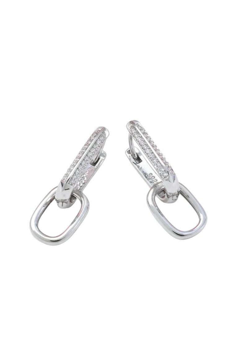 925 Sterling Silver Cubic Zirconia Oval Earrings