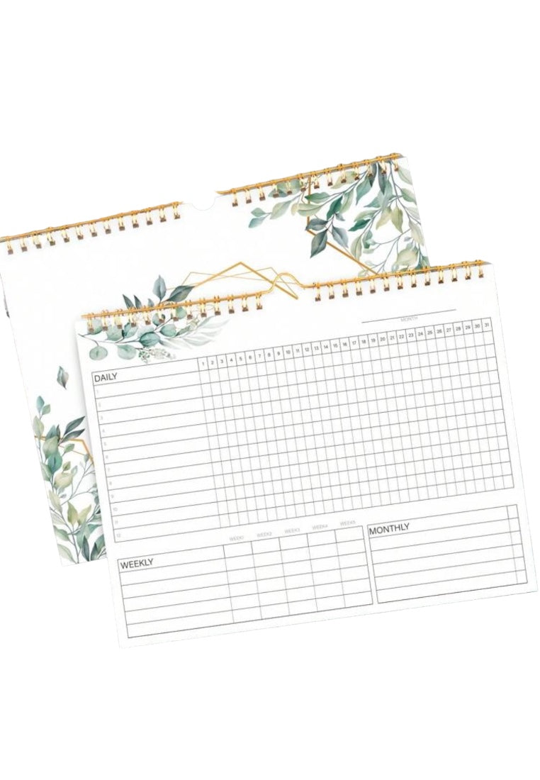 Habit Tracker Calendar Spiral Binding Habit Journal with 12 Different Plant Pages