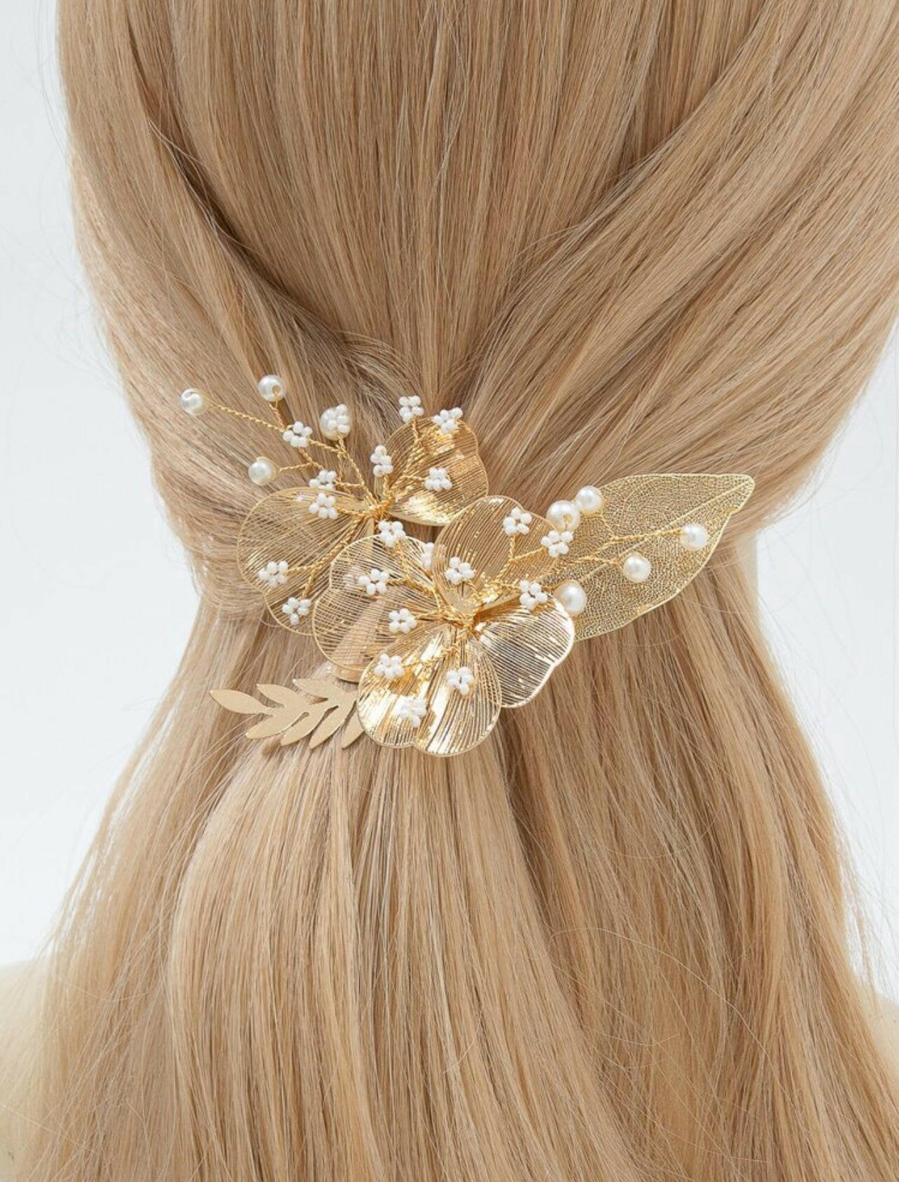 Natural Leaves Butterfly Shaped Bridal Wedding Hair Clip